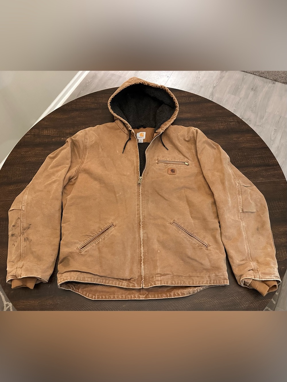 Carhartt J141-211 Washed Duck Sierra Sherpa Lined Jacket Sz Large L Tall Tan